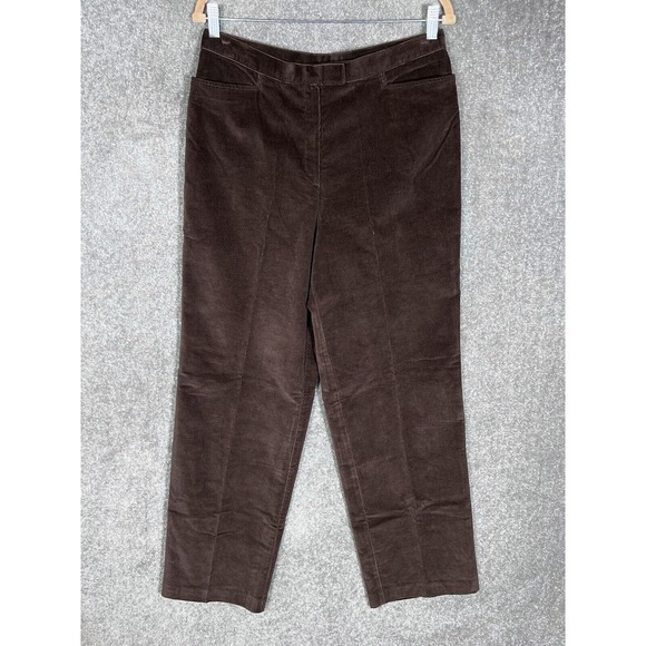 Norton Studio Wide Straight Leg Corduroy Pants Womens Size‎ 12 Brown Pockets - Picture 1 of 7